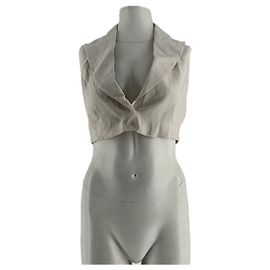 Autre Marque ALESSANDRO VIGILANTE Mini veste beige en lin
