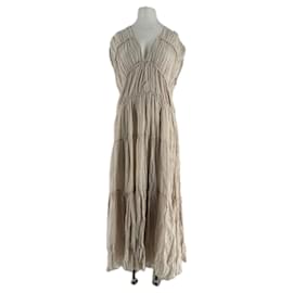 Massimo Dutti Maxikleid beige Viscose