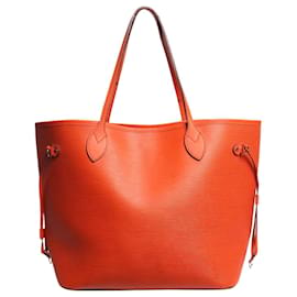 Louis Vuitton Tote Neverfull MM 2013 in pelle Epi arancione