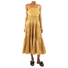 Proenza Schouler Neutralfarbenes Stufen-Midikleid - Größe UK 6