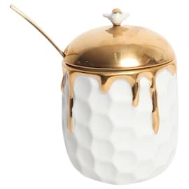 Vasetto per il miele bianco e oro - Autre Marque