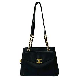 Mini borsa tote Chanel Vintage Coco Mark in pelle caviar
