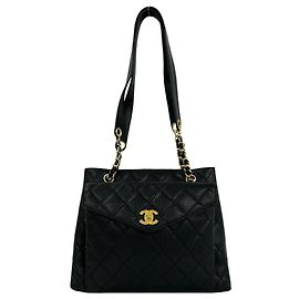 Borsa Tote Chanel Matelassé Coco Mark Black