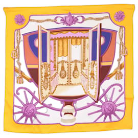 Sciarpa in seta Les Tambours Hermes in giallo - Hermès