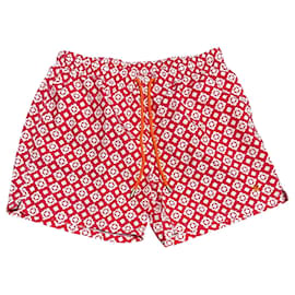 Gallo Men's Red and White Geometric Pattern Swim Shorts - Autre Marque