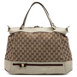 Borsa Mayfair in tela GG beige di Gucci