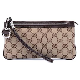 Pochette de mano Gucci Beige GG Canvas Horsebit