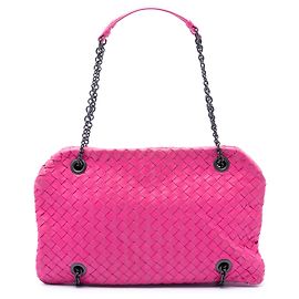 Borsa a tracolla Bottega Veneta Duo in nappa Intrecciato rosa