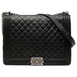 Chanel Black Large Quilted Lambskin Boy Flap
