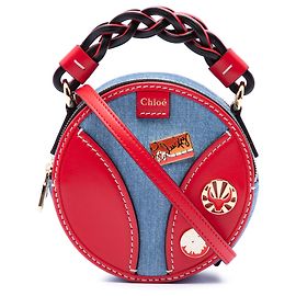 Chloé Blue Mini Daria Round Satchel aus Denim und Kalbsleder