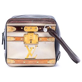 Borsa quadrata Louis Vuitton Time Trunk in canvas Transformed marrone