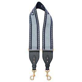 Dior Blauer bestickter Canvas-Taschenriemen
