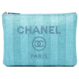 Clutch Chanel Blue Medium Tweed Deauville O Case