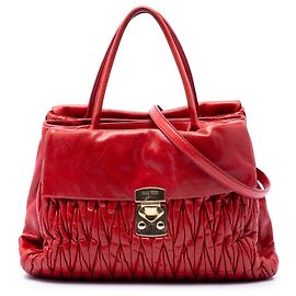 Borsa Bauletto Convertible Miu Miu Red Matelasse Nappa Lux