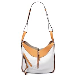Borsa Hammock LOEWE bianca Medium Bicolor in pelle di vitello granulata