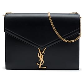 Borsa Saint Laurent Cassandra con chiusura monogramma in pelle di vitello liscia nera