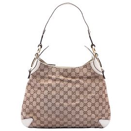 Bolso Hobo Gucci Beige GG Canvas Horsebit Creole