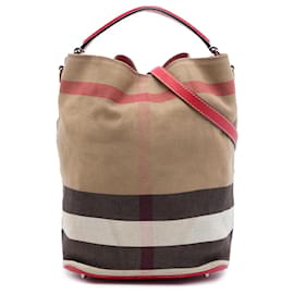 Borsa a secchiello Ashby in tela Mega Check marrone Burberry Taglia M