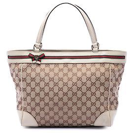 Tote Mayfair in tela GG beige di Gucci