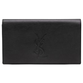 Clutch Belle De Jour in pelle di vitello nera con monogramma grande Saint Laurent
