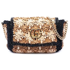 Gucci Beige Small GG Marmont Raffia Crossbody