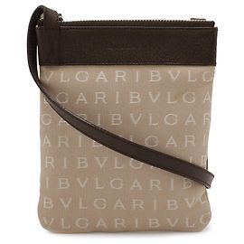 Bulgari Bvlgari Beige Logomania Canvas Crossbody