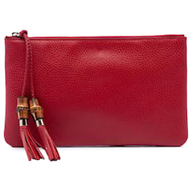 Clutch Bamboo in pelle di vitello rossa Gucci