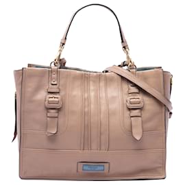 Borsa Etiquette in pelle di vitello marrone Prada