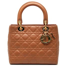 Dior Marrone Lambskin Cannage Lady Dior Media