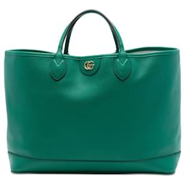 Tote Ophidia en piel de becerro verde Medium Gucci