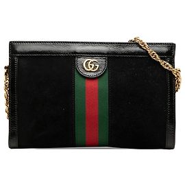 Gucci Black Small Suede Web Ophidia Chain Crossbody