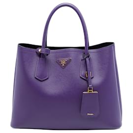 Prada Borsa Double Saffiano Cuir Viola Medium