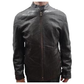 Veste en cuir d'agneau Emporio Armani pour homme
