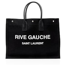 Tote Rive Gauche grande in tela e pelle di vitello Saint Laurent
