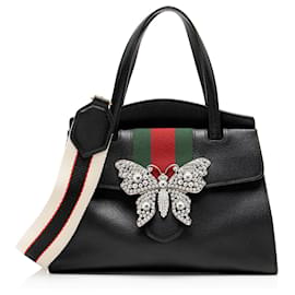 Gucci Linea Totem Handtasche aus Leder und Kristall mit Schmetterlingsmotiv
