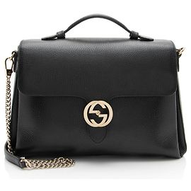 Borsa a mano e a spalla media in pelle di vitello con Interlocking G Gucci