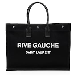 Saint Laurent Canvas Calfskin Rive Gauche Large Tote