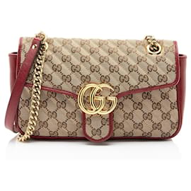 Borsa con patta media Gucci Matelasse GG Canvas GG Marmont
