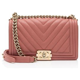 Borsa Chanel Boy Chevron Caviar Leather Old Medium