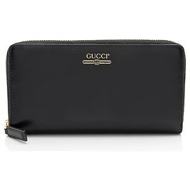 Portafoglio in pelle con logo e chiusura a zip Gucci