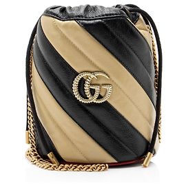 Gucci Matelasse Leather Torchon GG Marmont Small Bucket Bag