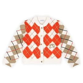 Burberry Cardigan in lana con motivo argyle per bambini (Arancione)