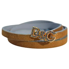 Dolce & Gabbana Wildleder Gürtel mit Kristall-Logo