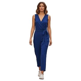 Mono cruzado azul Diane von Furstenberg DVF para mujer 6 con cintura de lazo y cuello en V corto