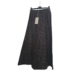 Serapis langer Wollrock mit Print - Braun und Grau - Autre Marque
