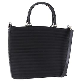 Borsa a Mano GUCCI Bamboo Tela 2way Nero Argento 000 1998 0588 Auth ep15589