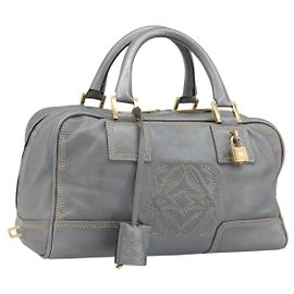 Bolso de mano LOEWE Amazona 28 de piel Plata Oro Auténtico 193132V