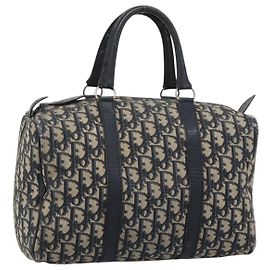 Boston Tasche Christian Dior Trotter Canvas Navy Silver Auth 194640