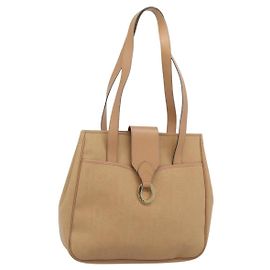 Borsa Tote Christian Dior Trotter in PVC e pelle beige con finiture dorate Auth ep15436