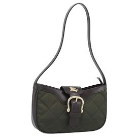 Borsa a mano BURBERRY Nylon Khaki Gold Tone Auth ep15442